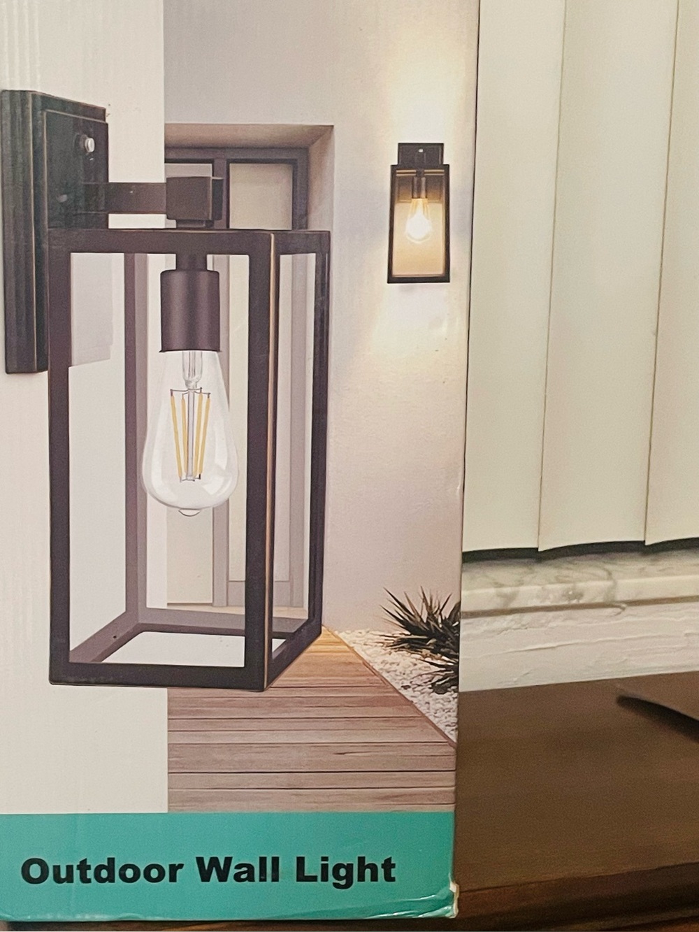 Outdoor Wall Light in Black - Modern Lantern Sconce
